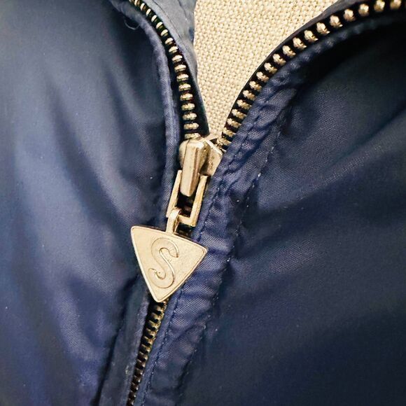 VTG Skitique Puffer Coat Ski Jacket Blue Goose Down Blue Sz Large Made in Japan - Picture 14 of 16